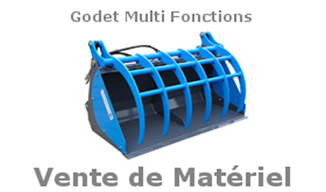 equipement de chargeur, equipement agricole, godet multi-fonction, pince croco, godet à céréal